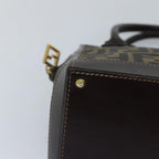 FENDI Zucca Canvas Hand Bag Brown Black goldyk14322