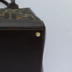 FENDI Zucca Canvas Hand Bag Brown Black goldyk14322