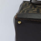 FENDI Zucca Canvas Hand Bag Brown Black goldyk14322