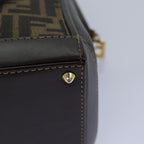 FENDI Zucca Canvas Hand Bag Brown Black goldyk14322