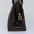 FENDI Zucca Canvas Hand Bag Brown Black goldyk14322