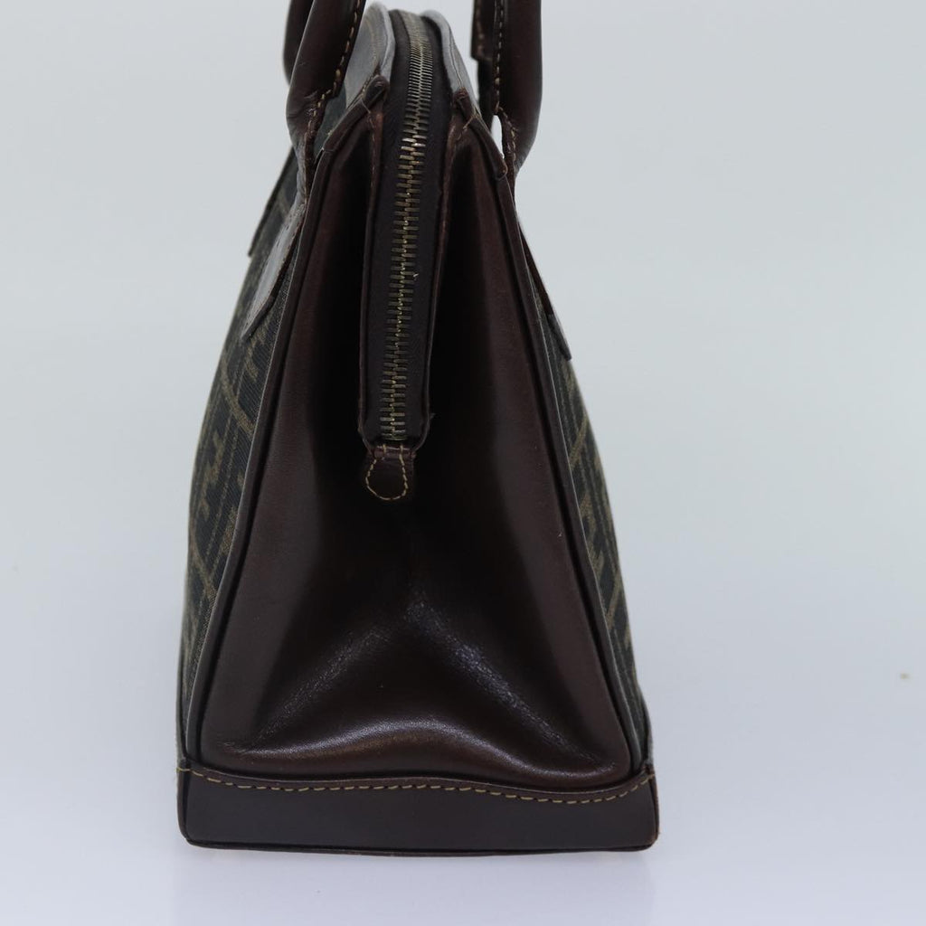 FENDI Zucca Canvas Hand Bag Brown Black goldyk14322
