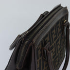 FENDI Zucca Canvas Hand Bag Brown Black goldyk14322