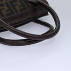 FENDI Zucca Canvas Hand Bag Brown Black goldyk14322