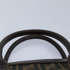 FENDI Zucca Canvas Hand Bag Brown Black goldyk14322