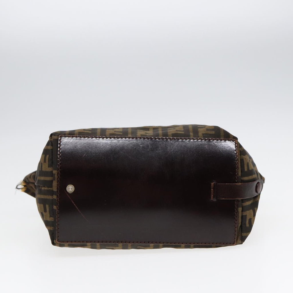 FENDI Zucca Canvas Hand Bag Brown Black Silveryk14392