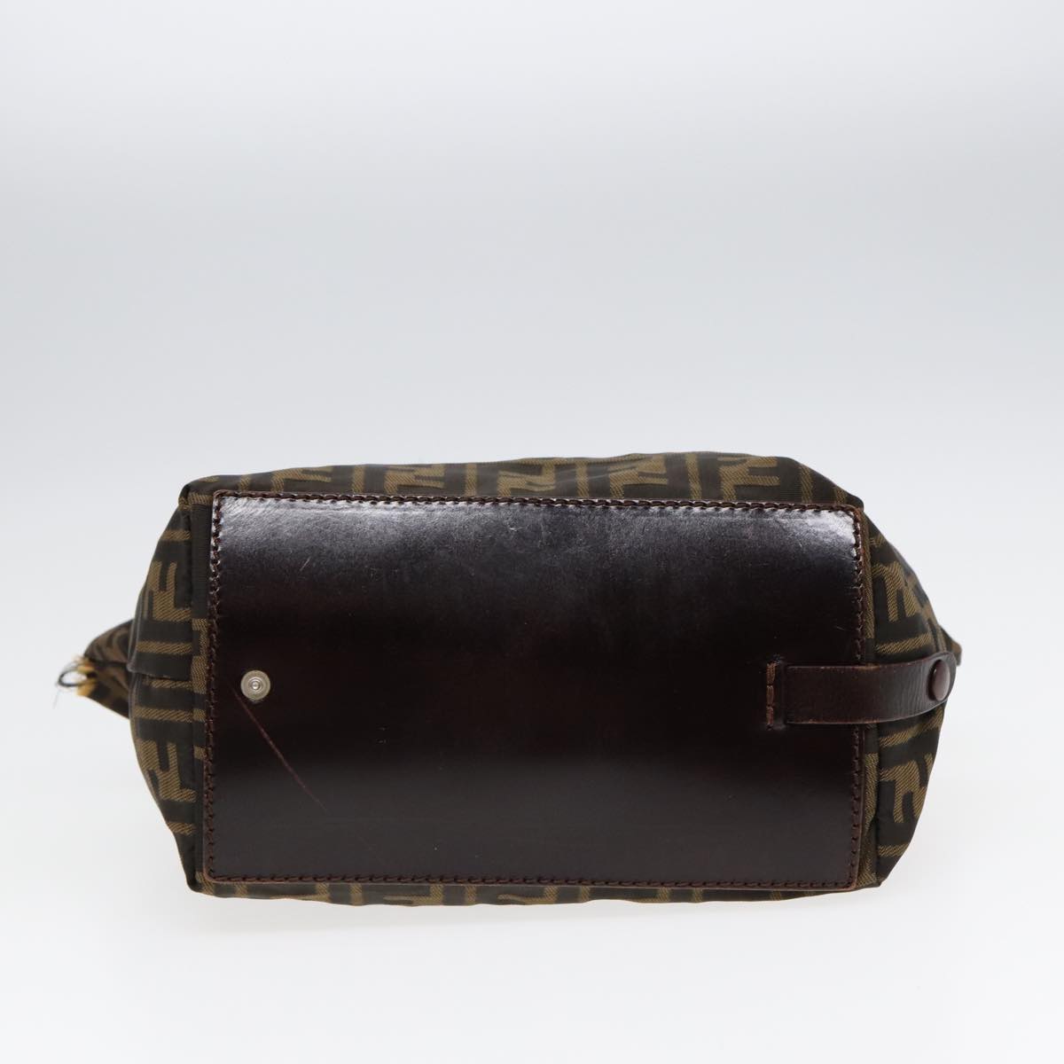 FENDI Zucca Canvas Hand Bag Brown Black Silveryk14392