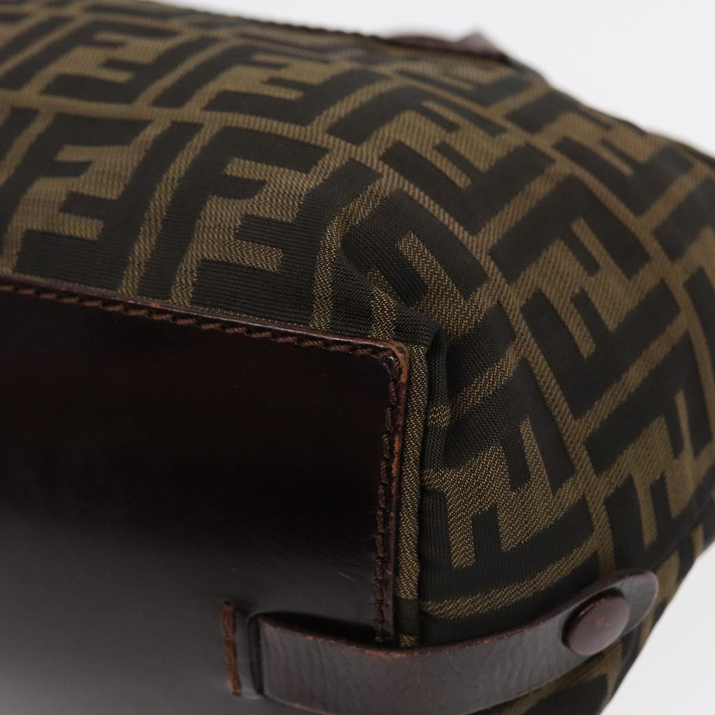 FENDI Zucca Canvas Hand Bag Brown Black Silveryk14392