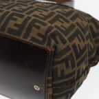 FENDI Zucca Canvas Hand Bag Brown Black Silveryk14392
