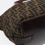 FENDI Zucca Canvas Hand Bag Brown Black Silveryk14392