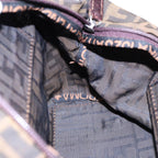 FENDI Zucca Canvas Hand Bag Brown Black Silveryk14392