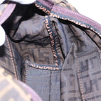 FENDI Zucca Canvas Hand Bag Brown Black Silveryk14392