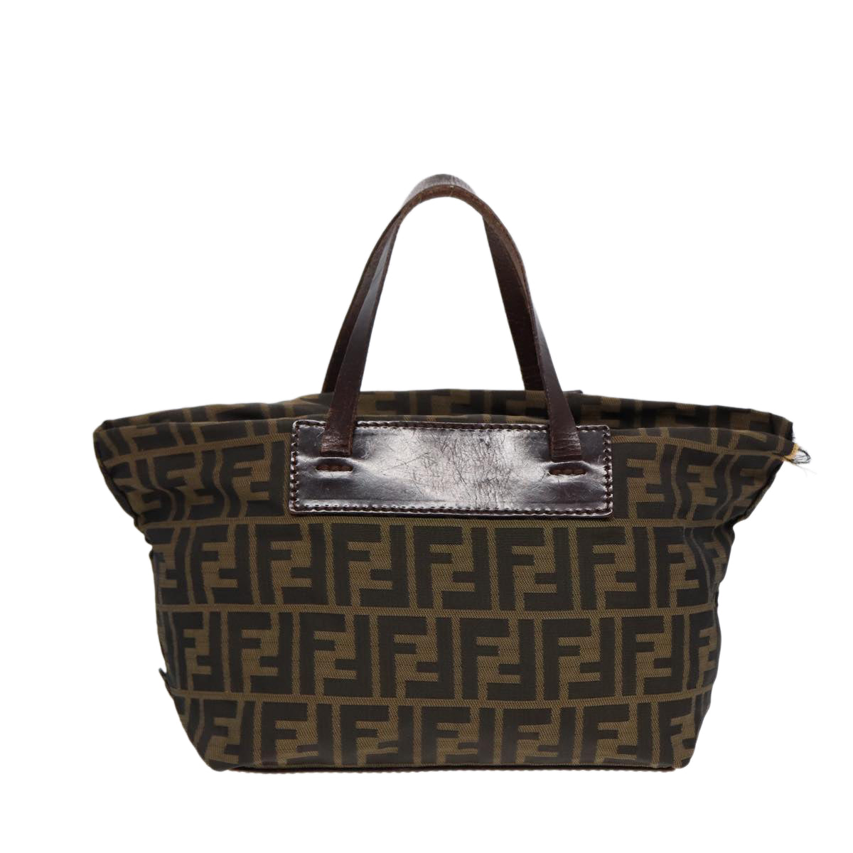 FENDI Zucca Canvas Hand Bag Brown Black Silveryk14392