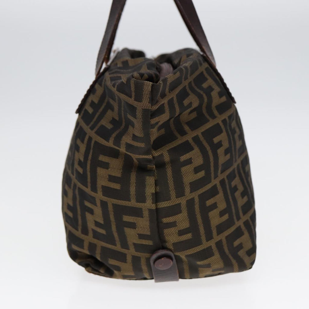 FENDI Zucca Canvas Hand Bag Brown Black Silveryk14392