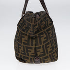 FENDI Zucca Canvas Hand Bag Brown Black Silveryk14392