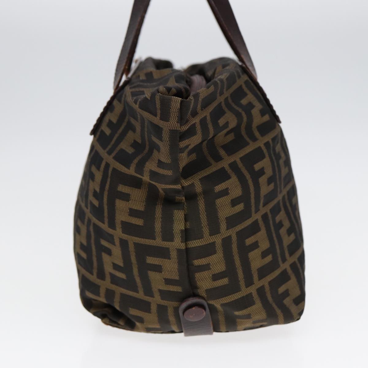 FENDI Zucca Canvas Hand Bag Brown Black Silveryk14392