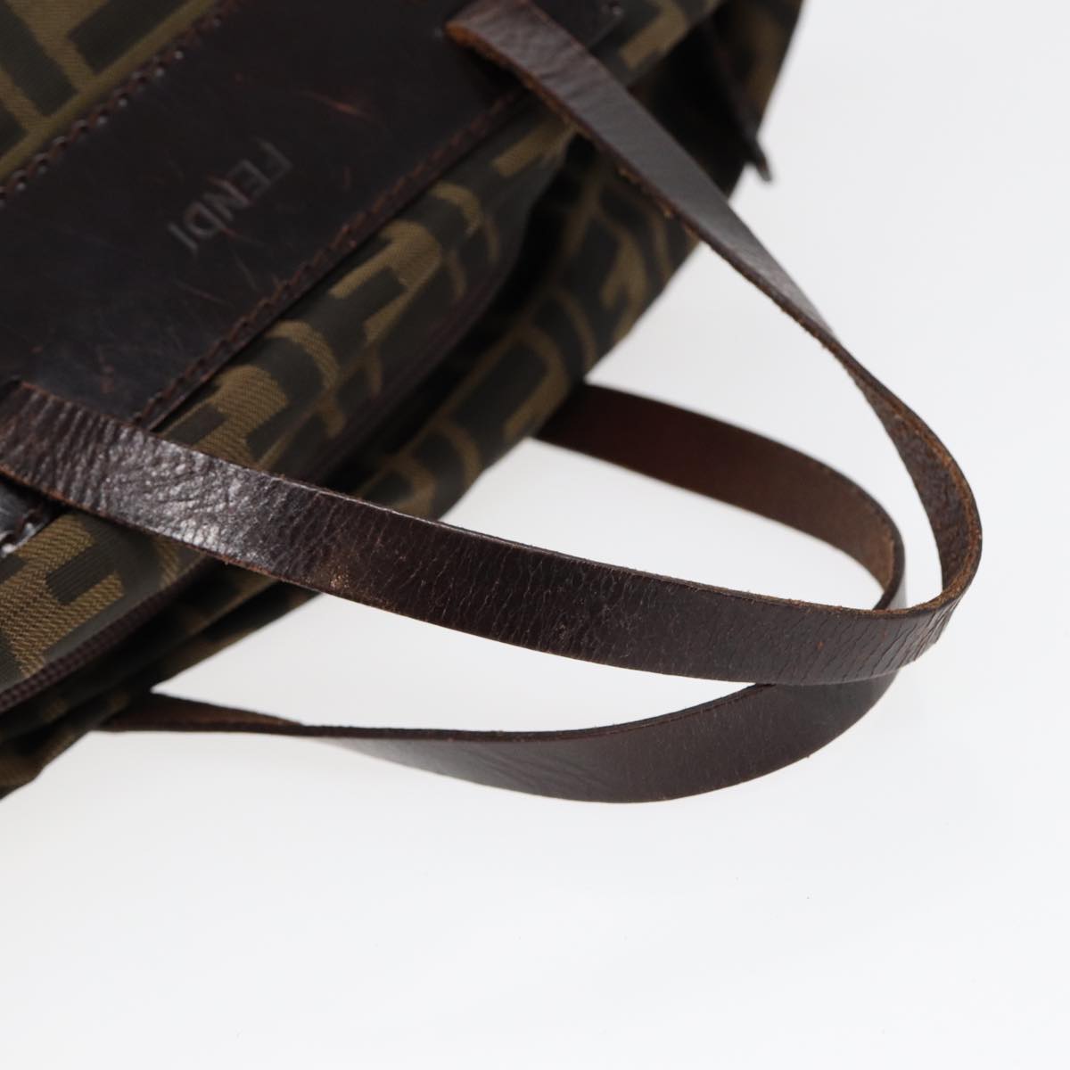 FENDI Zucca Canvas Hand Bag Brown Black Silveryk14392