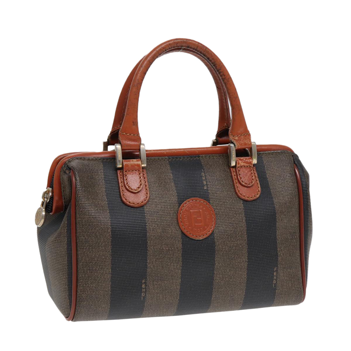 FENDI Pecan Canvas Mini Hand Bag Brown Black goldyk14400