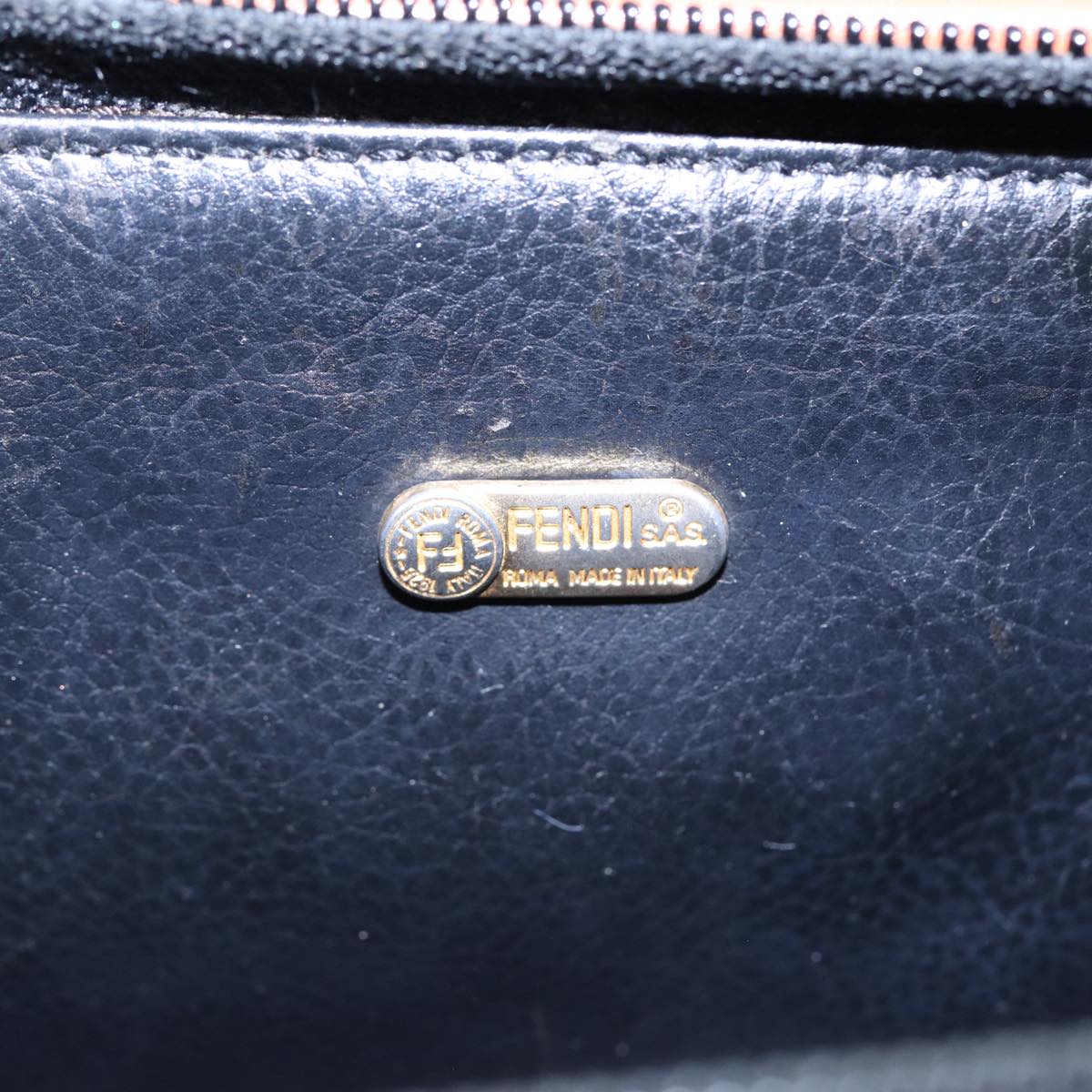 FENDI Pecan Canvas Mini Hand Bag Brown Black goldyk14400