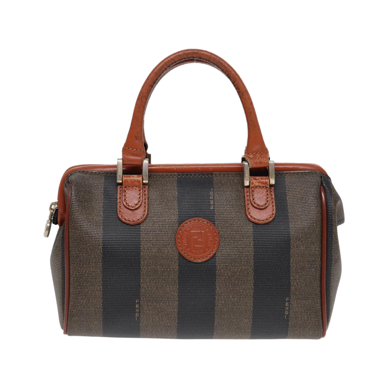 FENDI Pecan Canvas Mini Hand Bag Brown Black goldyk14400