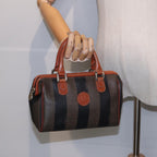 FENDI Pecan Canvas Mini Hand Bag Brown Black goldyk14400