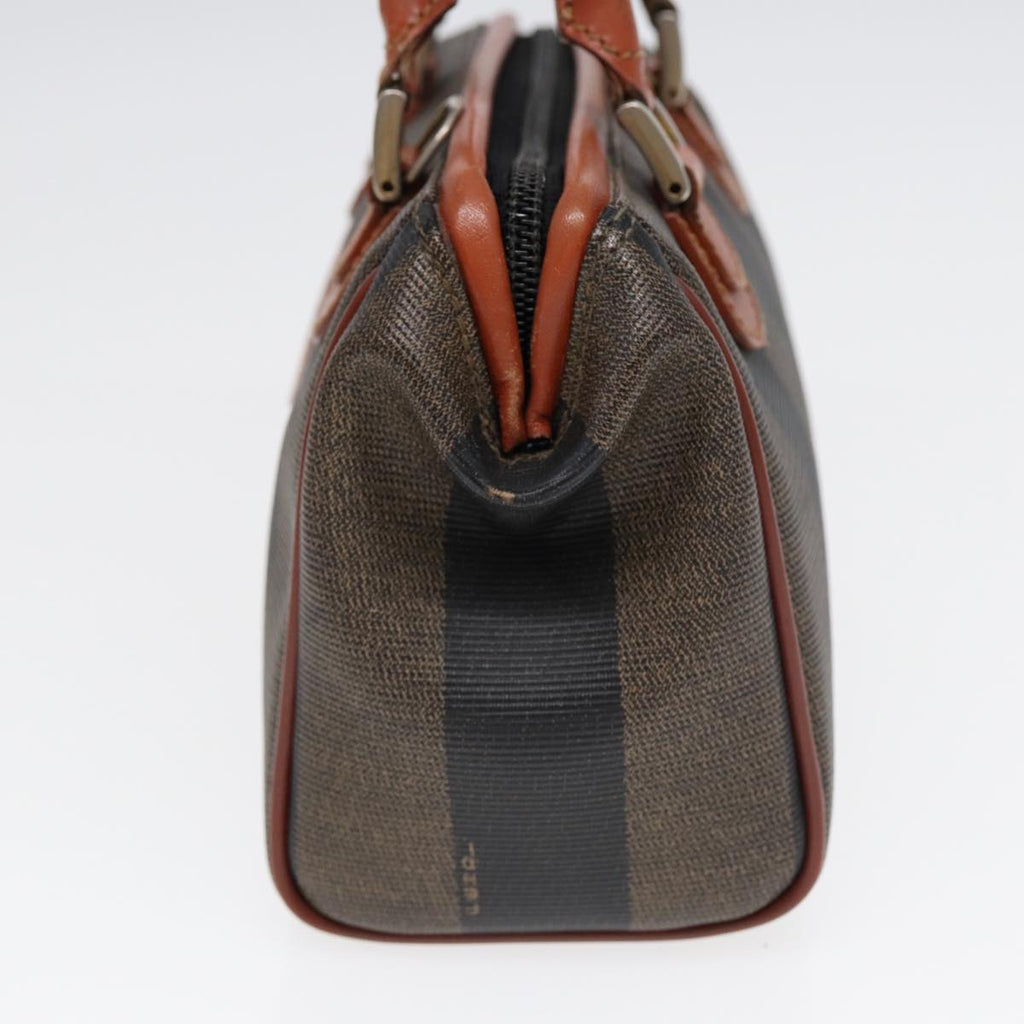 FENDI Pecan Canvas Mini Hand Bag Brown Black goldyk14400