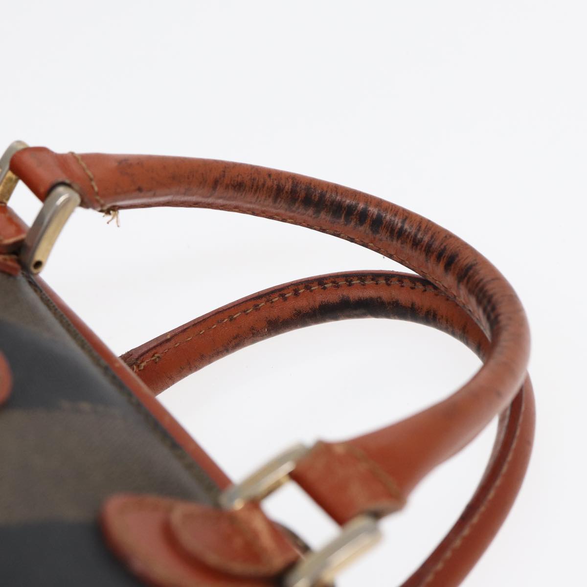 FENDI Pecan Canvas Mini Hand Bag Brown Black goldyk14400