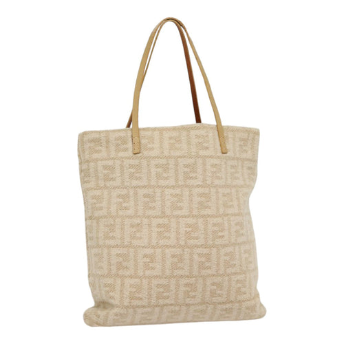 FENDI Zucca Canvas Tote Bag Wool Beige Silveryk14409