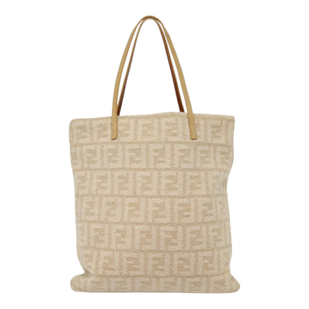 FENDI Zucca Canvas Tote Bag Wool Beige Silveryk14409