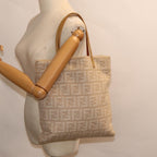 FENDI Zucca Canvas Tote Bag Wool Beige Silveryk14409
