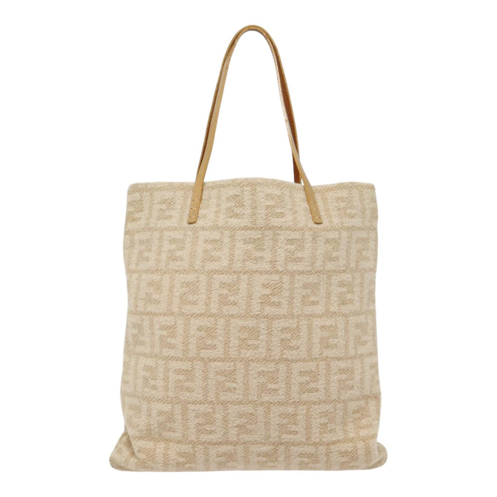 FENDI Zucca Canvas Tote Bag Wool Beige Silveryk14409