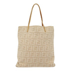 FENDI Zucca Canvas Tote Bag Wool Beige Silveryk14409