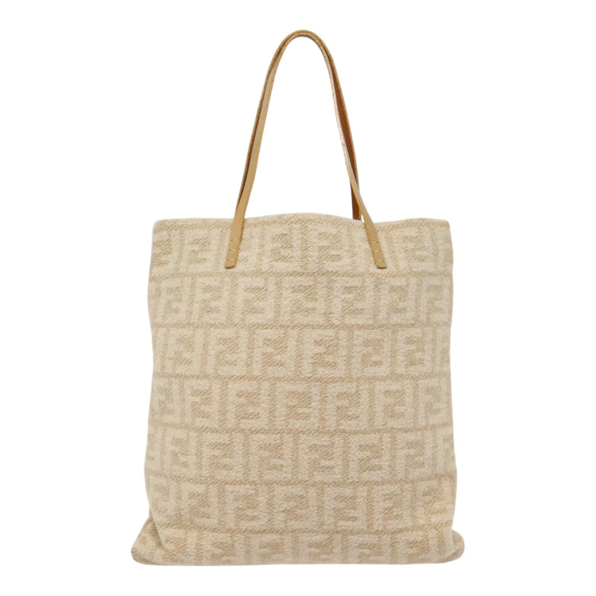 FENDI Zucca Canvas Tote Bag Wool Beige Silveryk14409