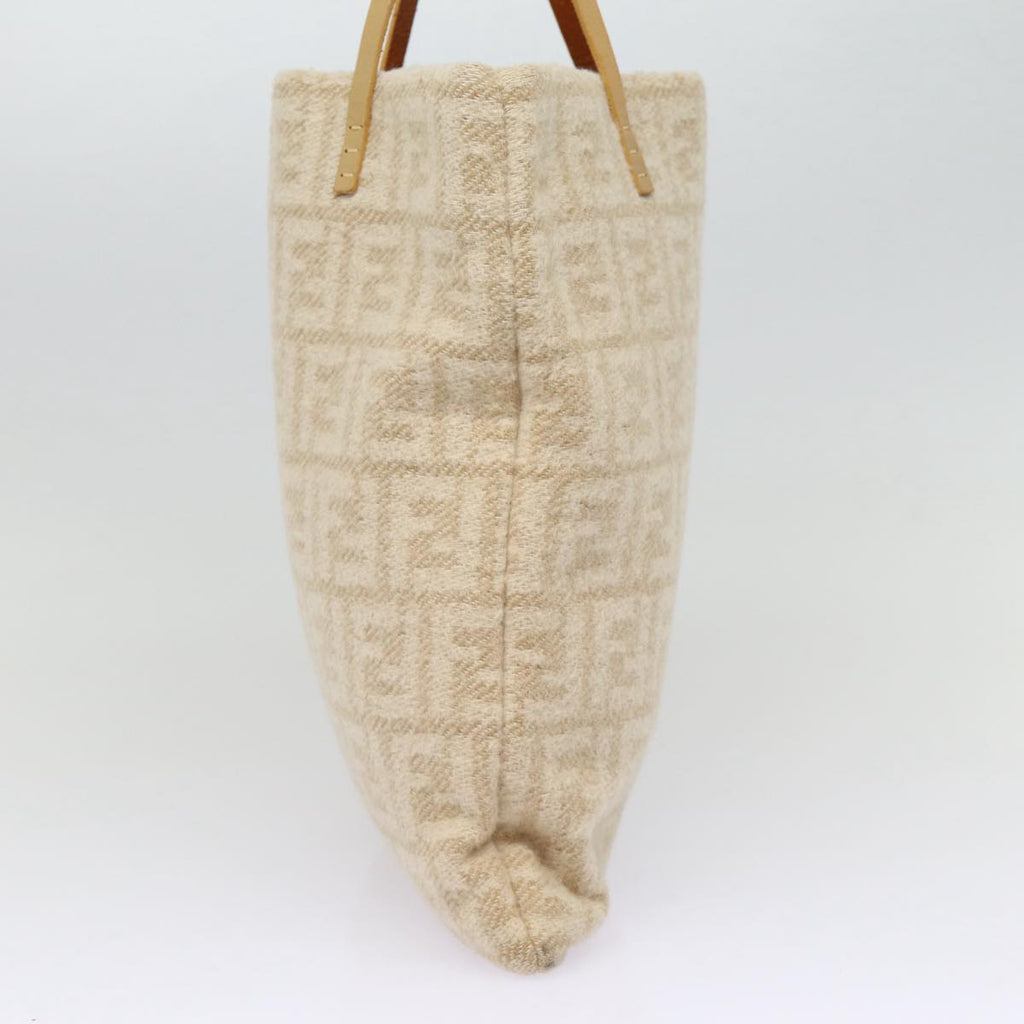 FENDI Zucca Canvas Tote Bag Wool Beige Silveryk14409