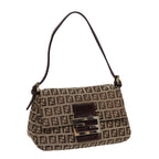 FENDI Zucchino Canvas Mini Mamma Baguette Hand Bag Beige Goldyk14500A