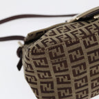FENDI Zucchino Canvas Mini Mamma Baguette Hand Bag Beige Goldyk14500A