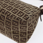 FENDI Zucchino Canvas Mini Mamma Baguette Hand Bag Beige Goldyk14500A