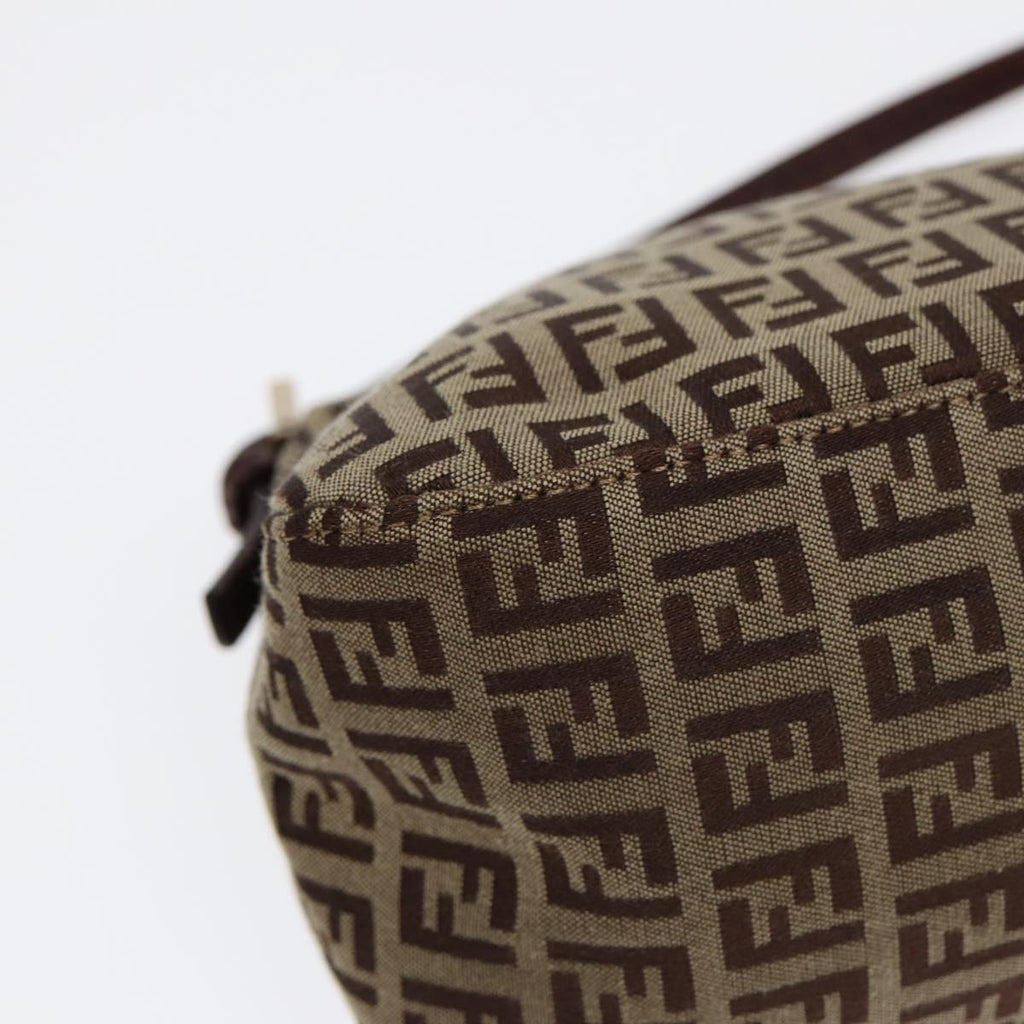 FENDI Zucchino Canvas Mini Mamma Baguette Hand Bag Beige Goldyk14500A