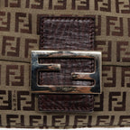 FENDI Zucchino Canvas Mini Mamma Baguette Hand Bag Beige Goldyk14500A