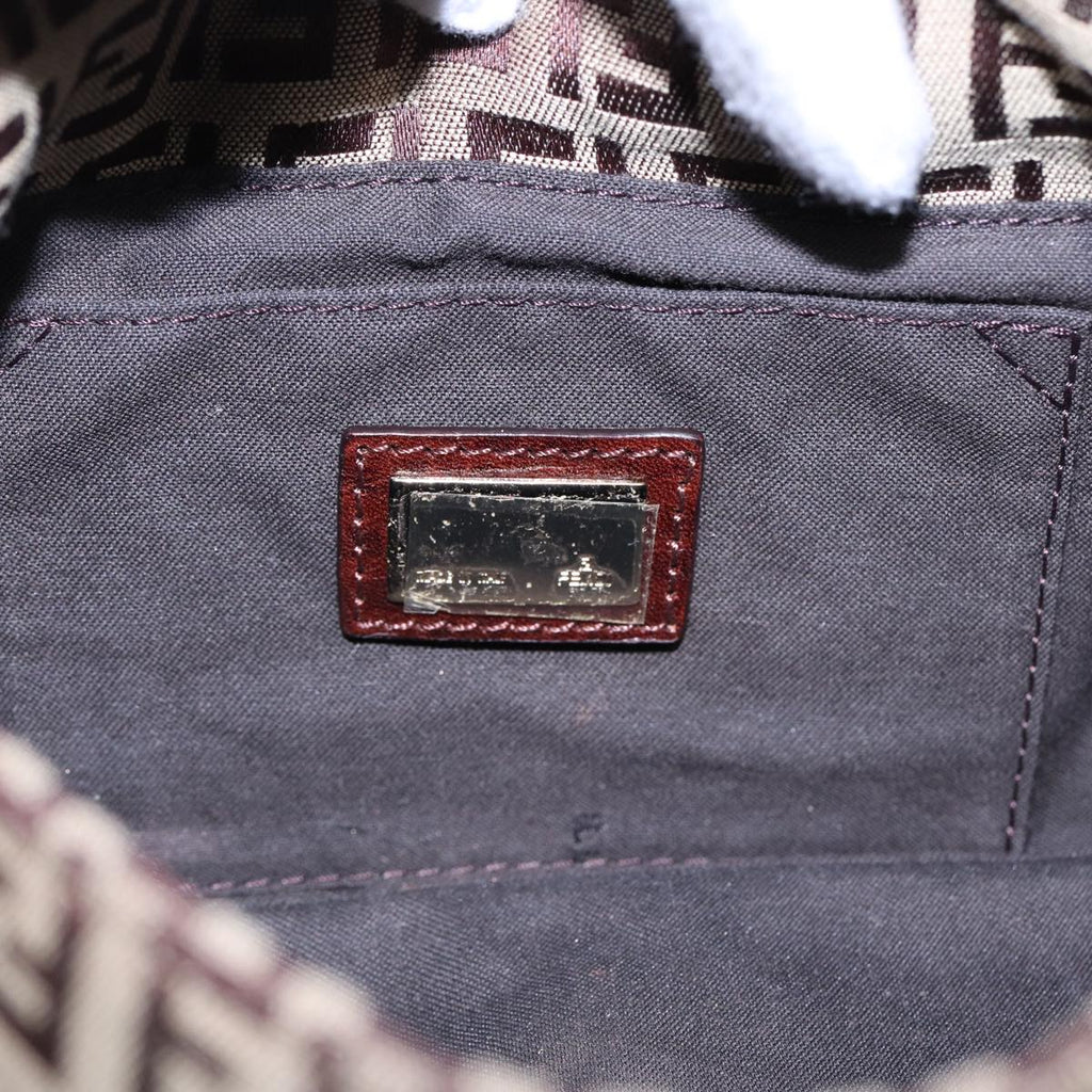 FENDI Zucchino Canvas Mini Mamma Baguette Hand Bag Beige Goldyk14500A