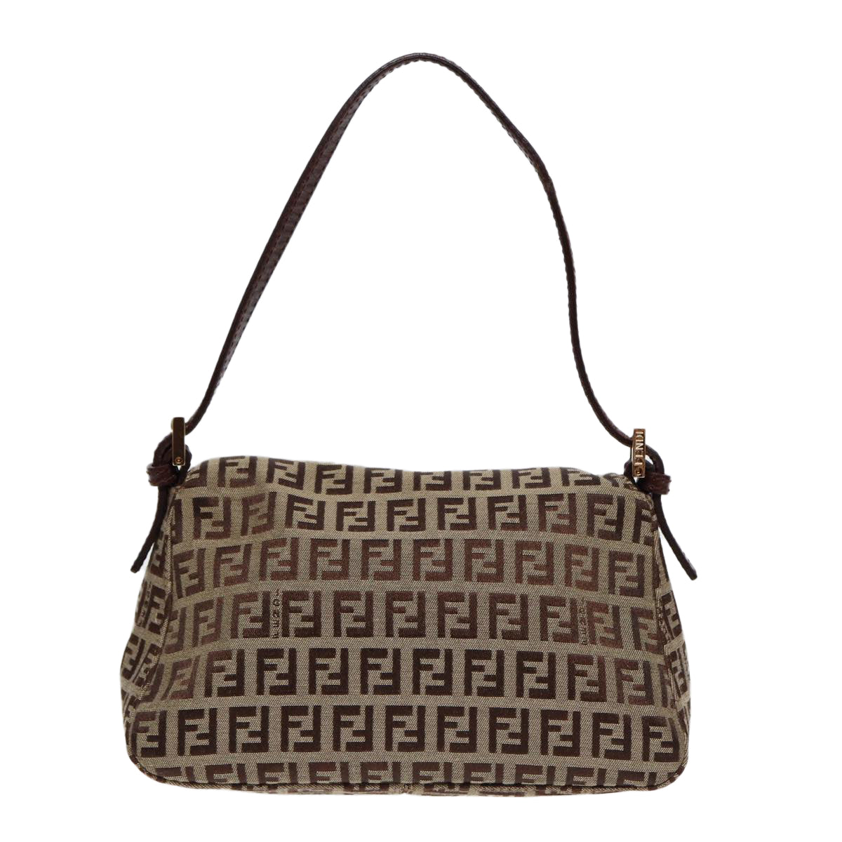 FENDI Zucchino Canvas Mini Mamma Baguette Hand Bag Beige Goldyk14500A