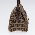 FENDI Zucchino Canvas Mini Mamma Baguette Hand Bag Beige Goldyk14500A