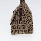FENDI Zucchino Canvas Mini Mamma Baguette Hand Bag Beige Goldyk14500A