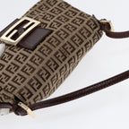 FENDI Zucchino Canvas Mini Mamma Baguette Hand Bag Beige Goldyk14500A
