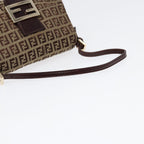 FENDI Zucchino Canvas Mini Mamma Baguette Hand Bag Beige Goldyk14500A