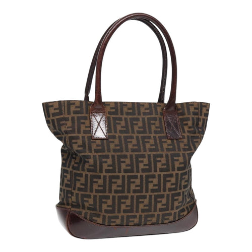 FENDI Zucca Canvas Tote Bag Brown Blackyk14553