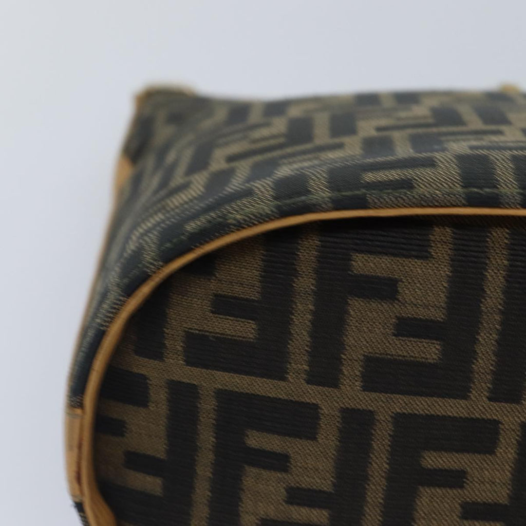 FENDI Zucca Canvas Shoulder Bag Gold Black Brownyk14581