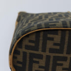 FENDI Zucca Canvas Shoulder Bag Gold Black Brownyk14581