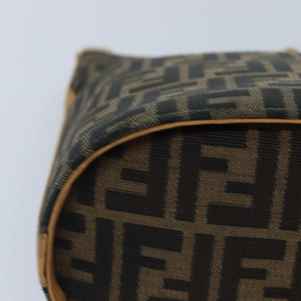 FENDI Zucca Canvas Shoulder Bag Gold Black Brownyk14581