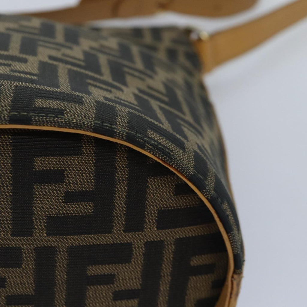 FENDI Zucca Canvas Shoulder Bag Gold Black Brownyk14581